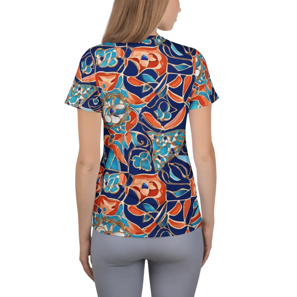 Lacquered Bloom on Women's Athletic T-Shirt — Back