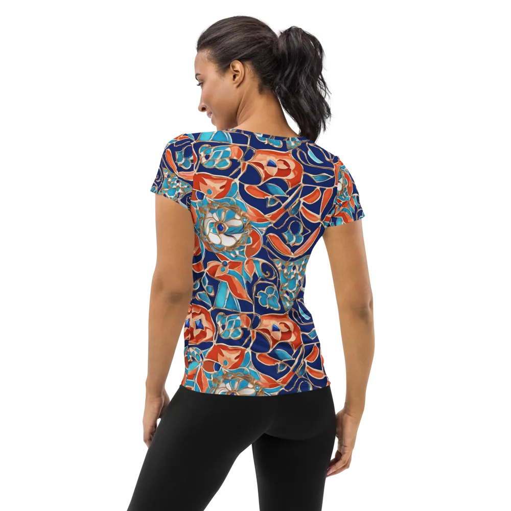 Lacquered Bloom on Women's Athletic T-Shirt — Back
