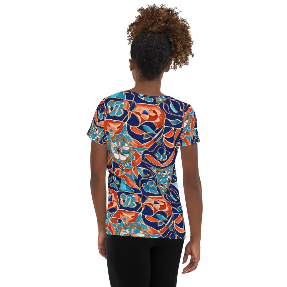 Lacquered Bloom on Women's Athletic T-Shirt — Back