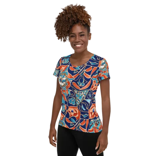 Lacquered Bloom on a Women's Athletic T-Shirt