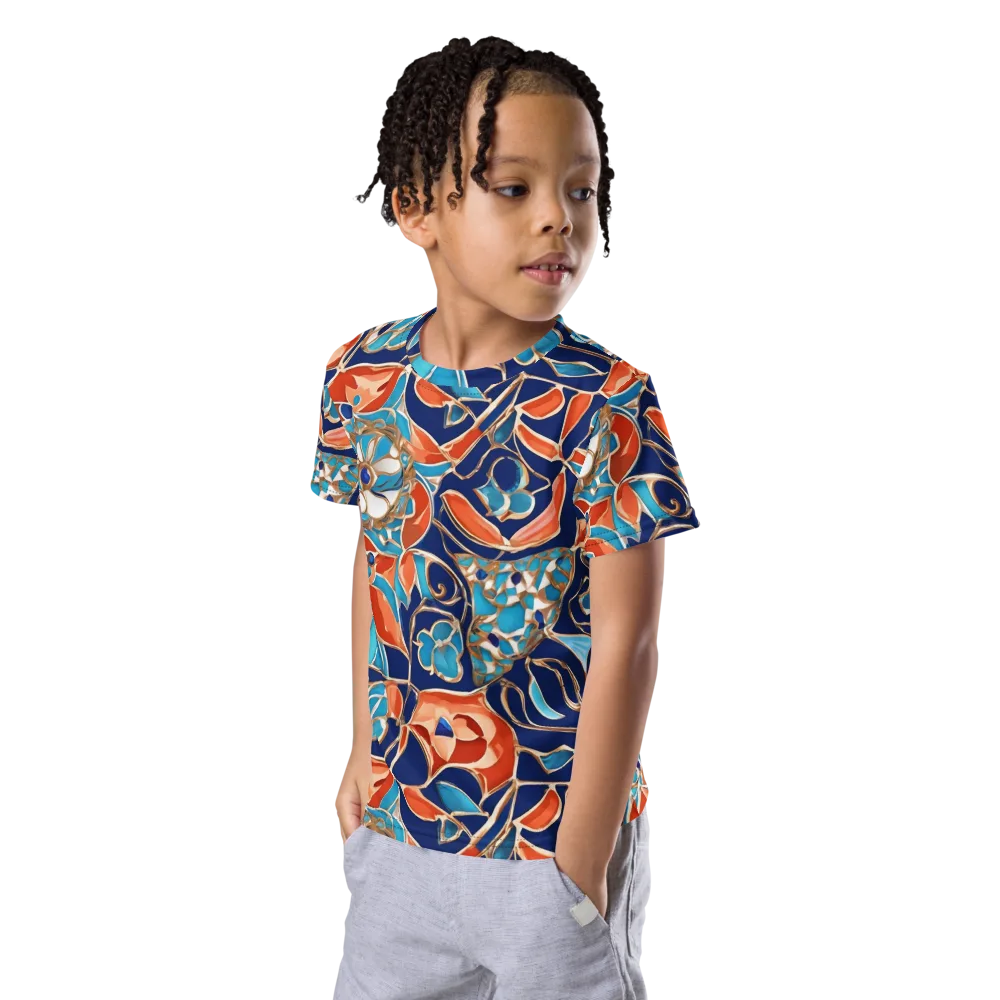 Lacquered Bloom on Kids Crew Neck T-Shirt — Left Front