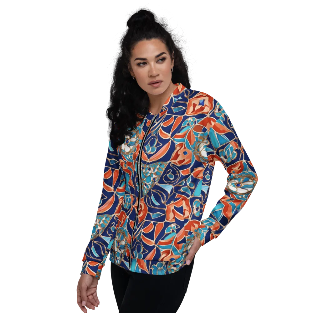 Lacquered Bloom on Bomber Jacket — Left