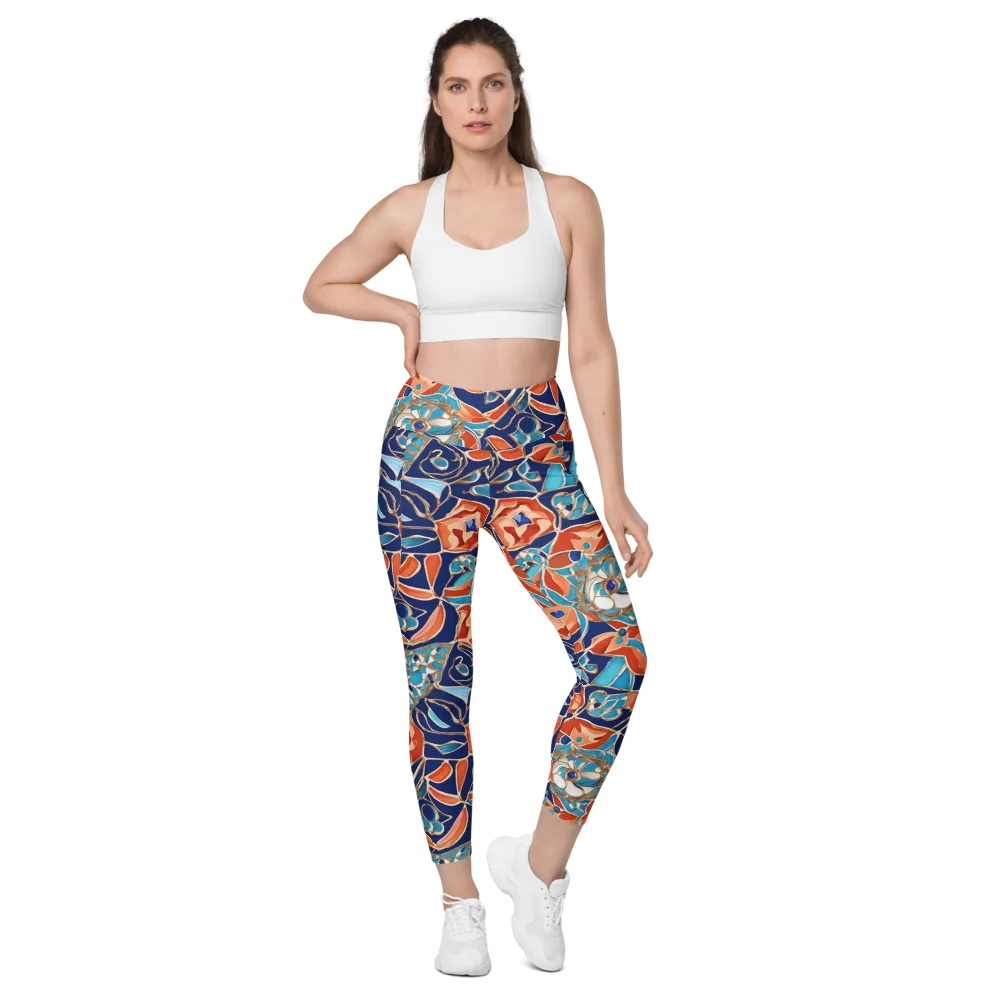 Lacquered Bloom on Leggings with Pockets — Front