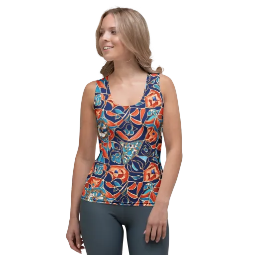 Lacquered Bloom on a Women's Tank Top