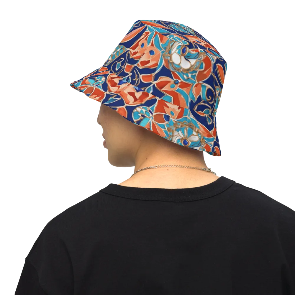 Lacquered Bloom on Reversible Bucket Hat — Back Inside