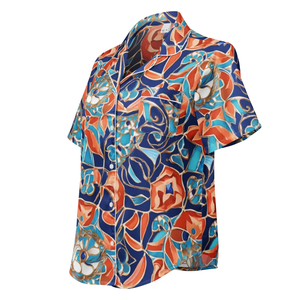 Lacquered Bloom on Women's Short Sleeve Pajama Top — Left Front
