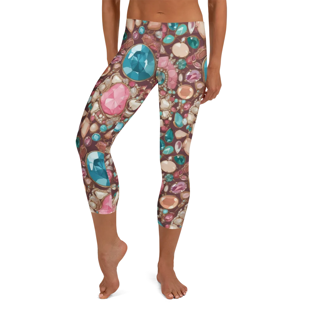 Jewel Box Bloom on Capri Leggings — Front