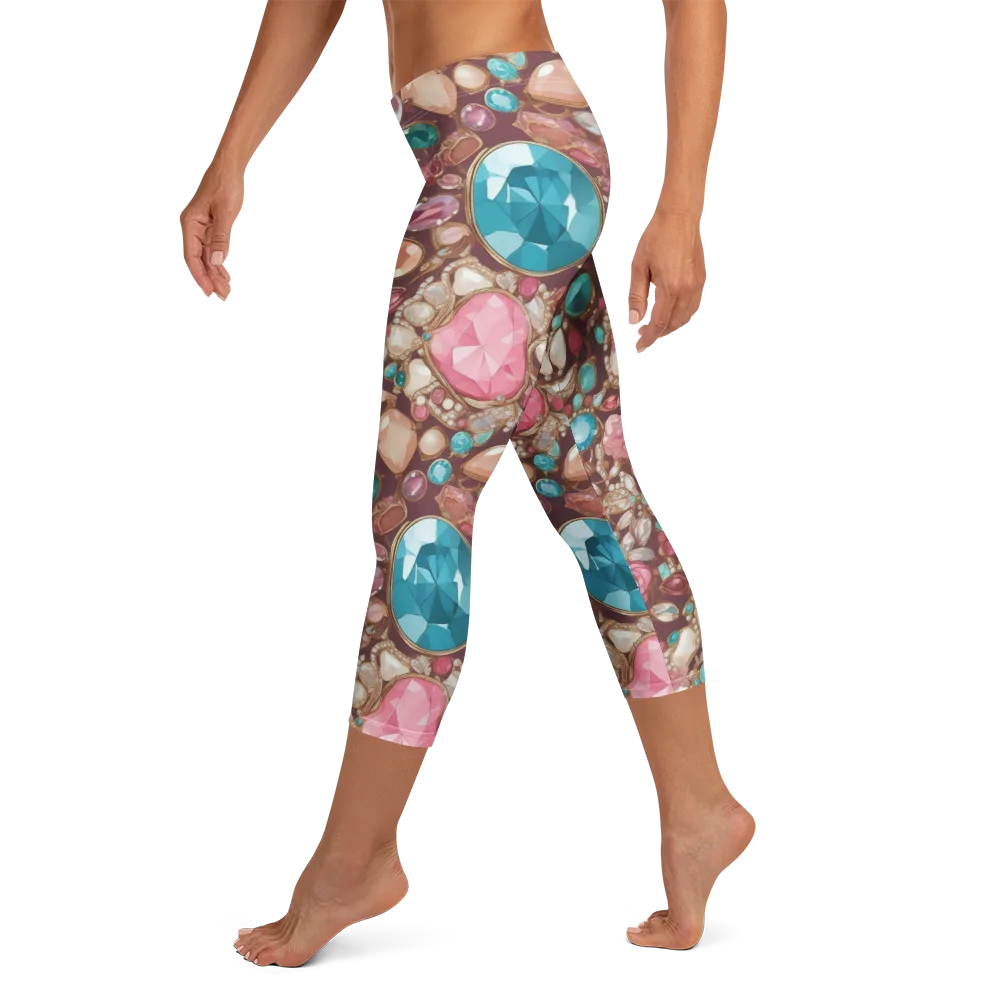 Jewel Box Bloom on Capri Leggings — Left