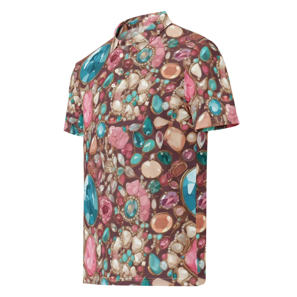 Jewel Box Bloom on Men's Slim Fit Polo Shirt — Left Front