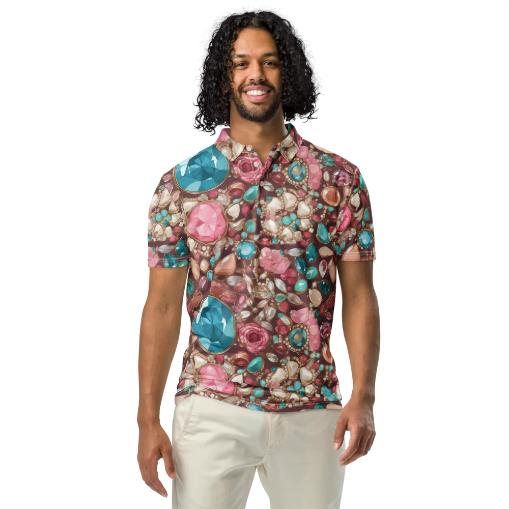 Jewel Box Bloom on Men's Slim Fit Polo Shirt — Front