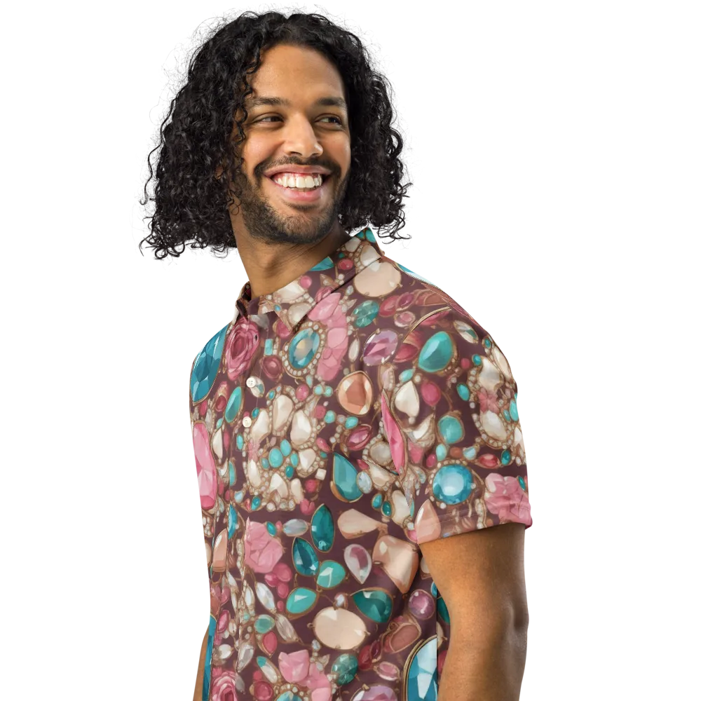 Jewel Box Bloom on Men's Slim Fit Polo Shirt — Left Front