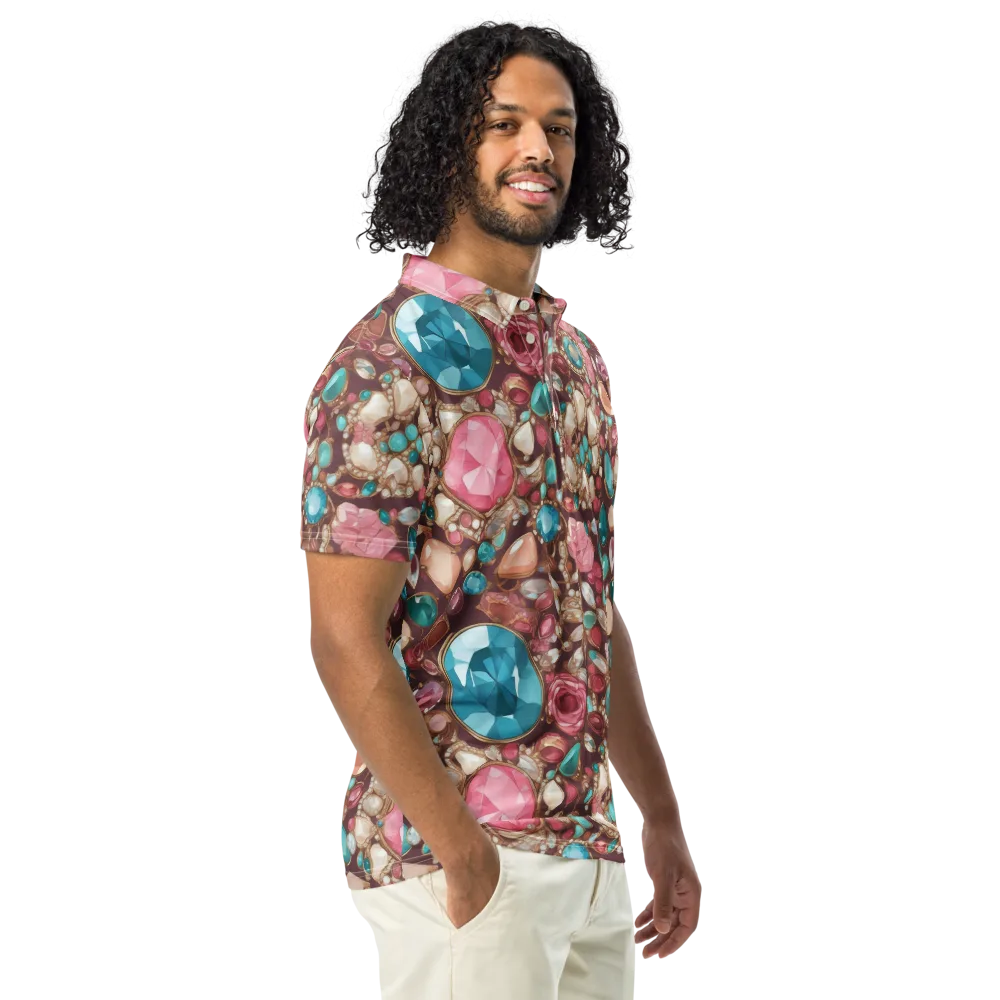 Jewel Box Bloom on Men's Slim Fit Polo Shirt — Right Front