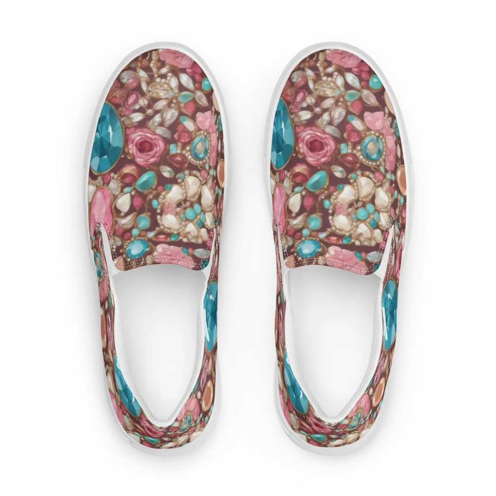 Jewel Box Bloom on Men's Slip-On Canvas Shoes — Front