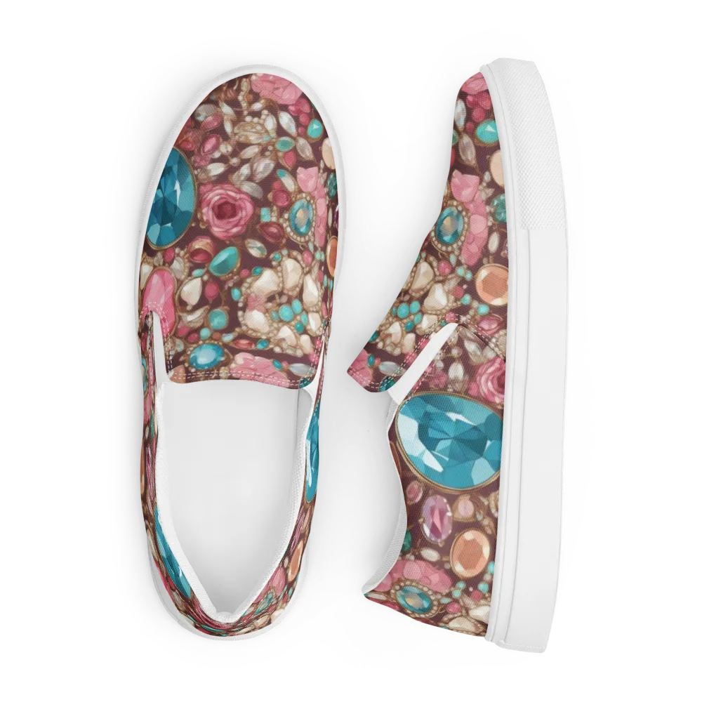 Jewel Box Bloom on Men's Slip-On Canvas Shoes — Front