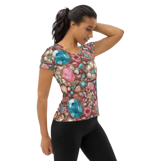 Jewel Box Bloom on a Women's Athletic T-Shirt