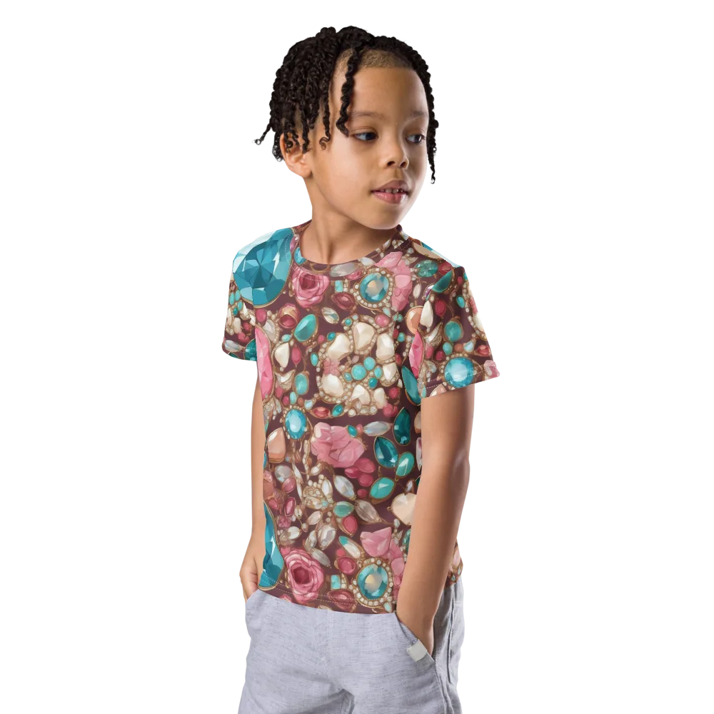 Jewel Box Bloom on Kids Crew Neck T-Shirt — Left Front