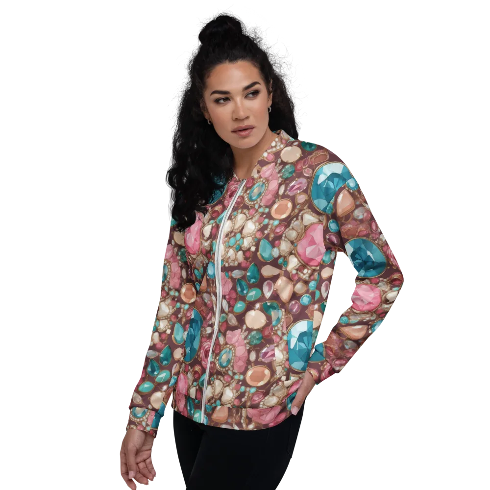 Jewel Box Bloom on Bomber Jacket — Left