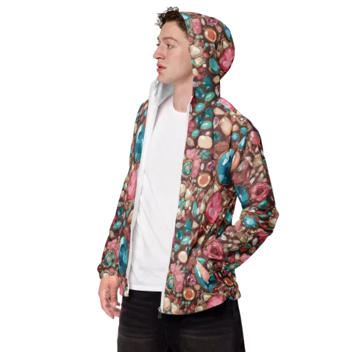 Jewel Box Bloom on a Men's Windbreaker