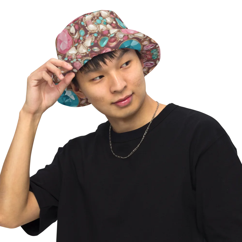 Jewel Box Bloom on Reversible Bucket Hat — Front Inside