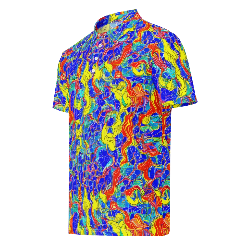 Blue Flame Maze on Men's Slim Fit Polo Shirt — Left Front