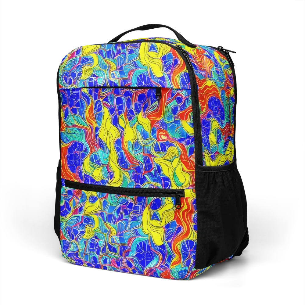 Blue Flame Maze on Utility Backpack — Left Front