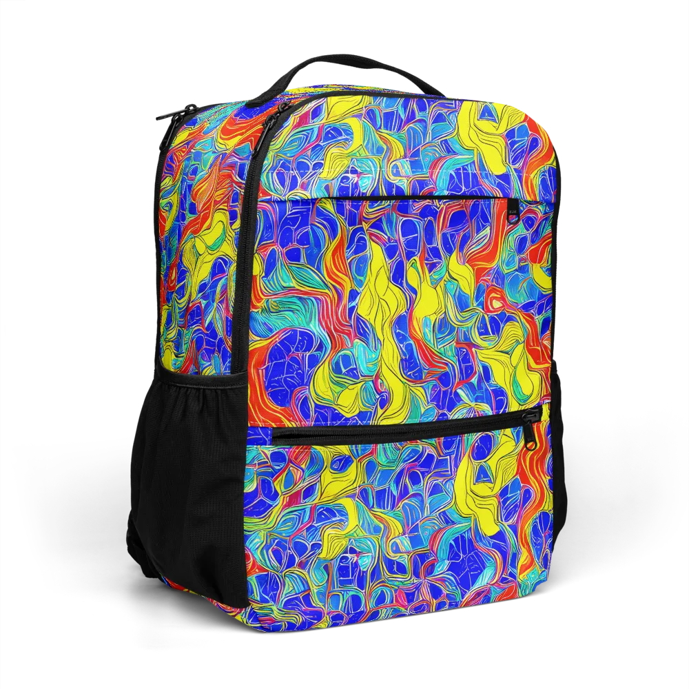 Blue Flame Maze on Utility Backpack — Right Front