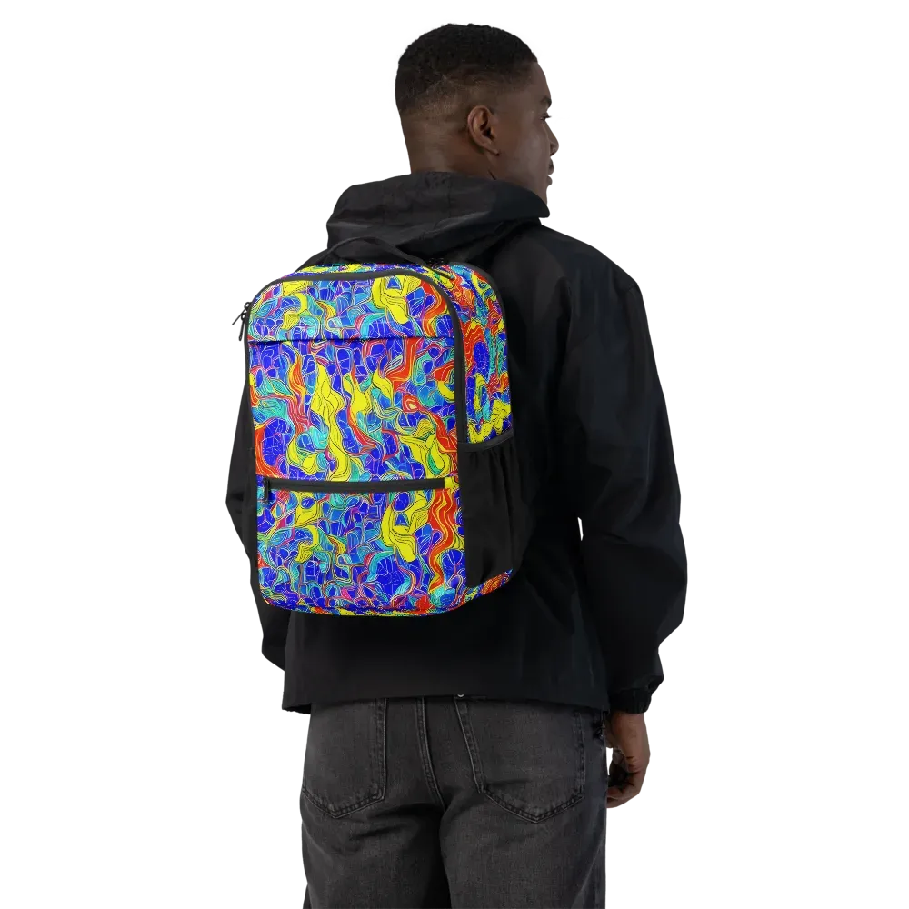Blue Flame Maze on Utility Backpack — Back