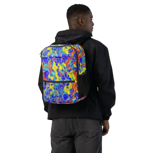 Blue Flame Maze on a Utility Backpack