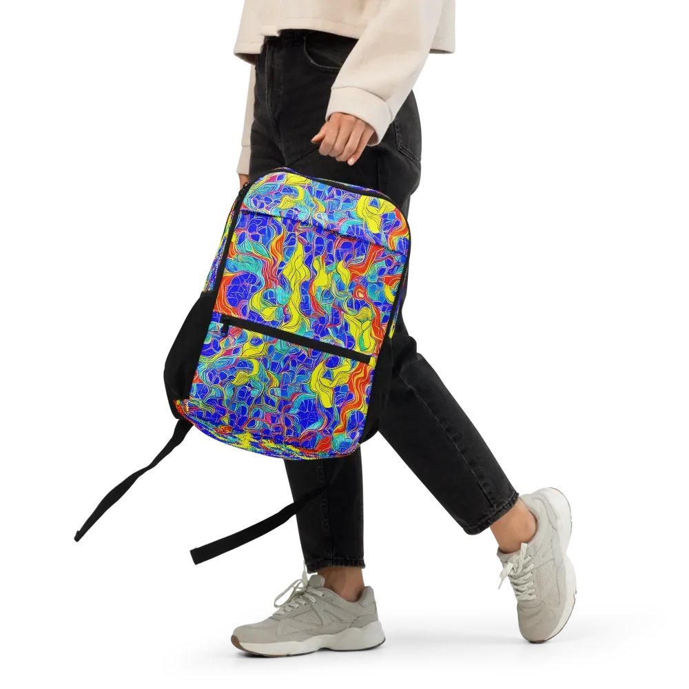 Blue Flame Maze on Utility Backpack — Front