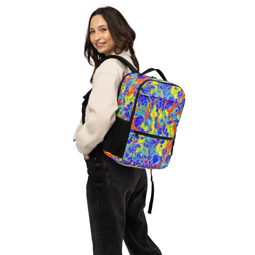 Blue Flame Maze on Utility Backpack — Back
