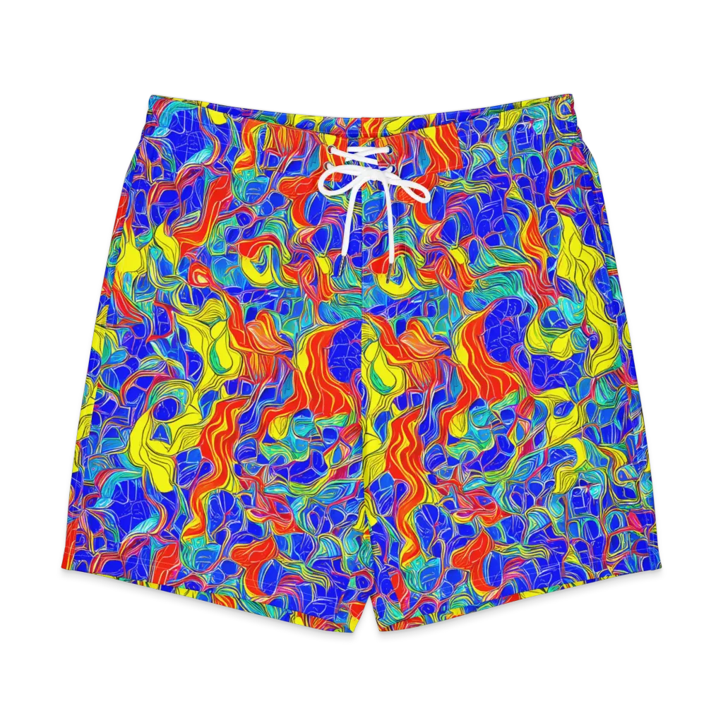 Blue Flame Maze on Men's Board Shorts — Front
