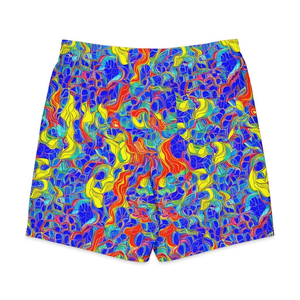 Blue Flame Maze on Men's Board Shorts — Back
