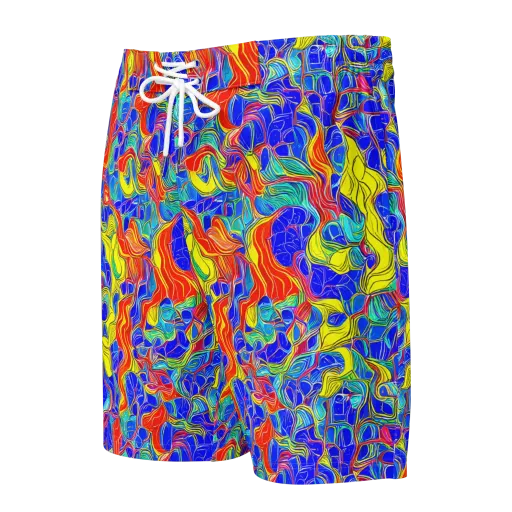 Blue Flame Maze on a Men's Board Shorts