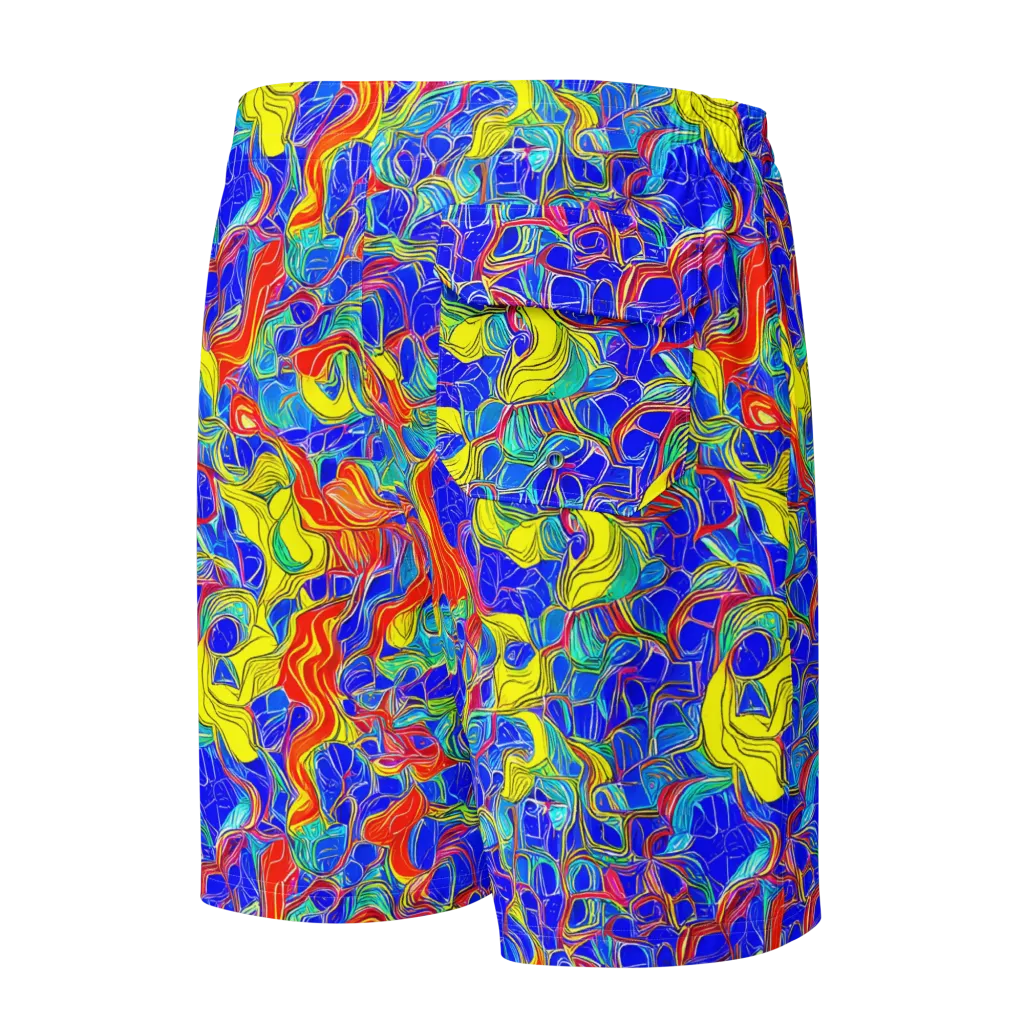 Blue Flame Maze on Men's Board Shorts — Back