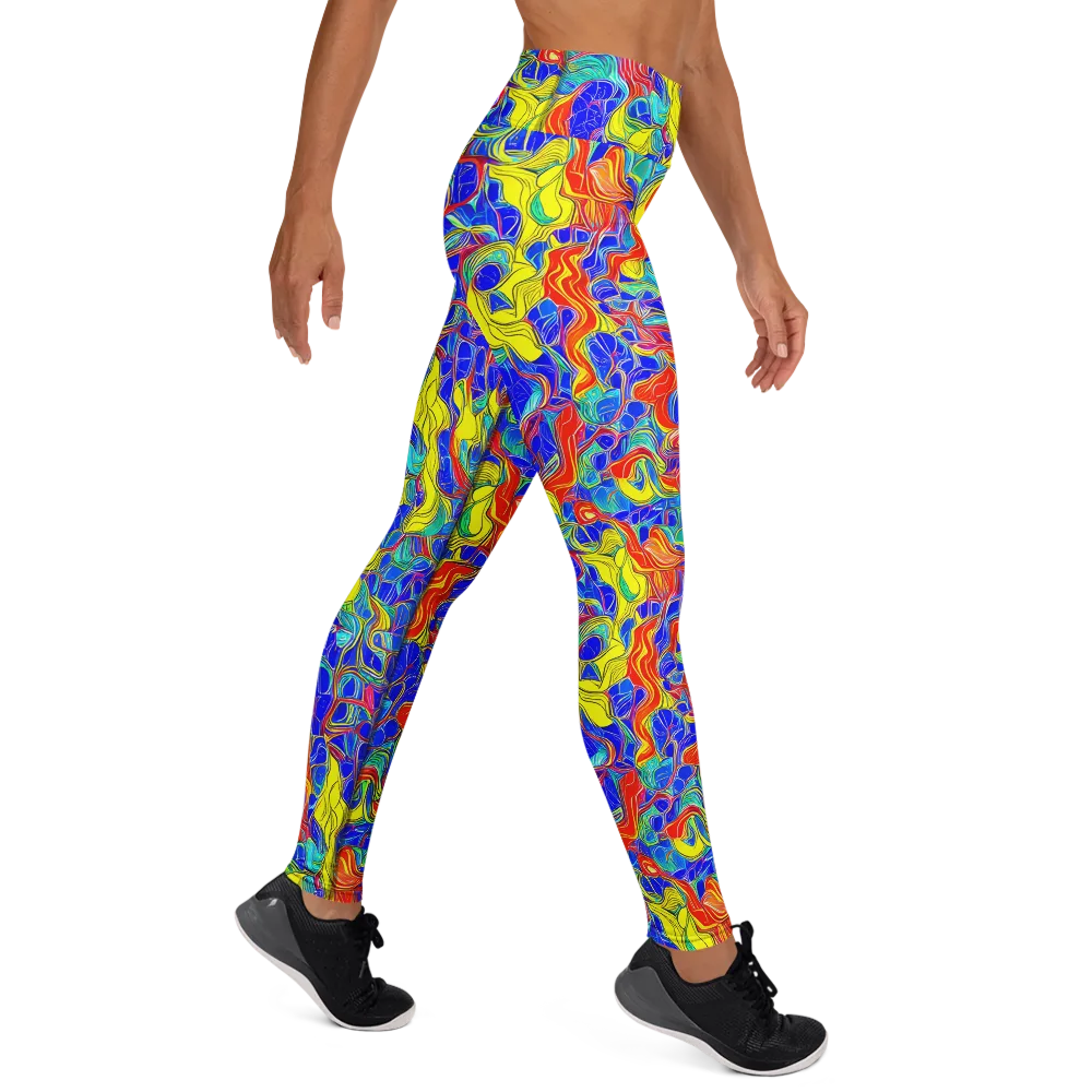 Blue Flame Maze on Yoga Leggings — Right