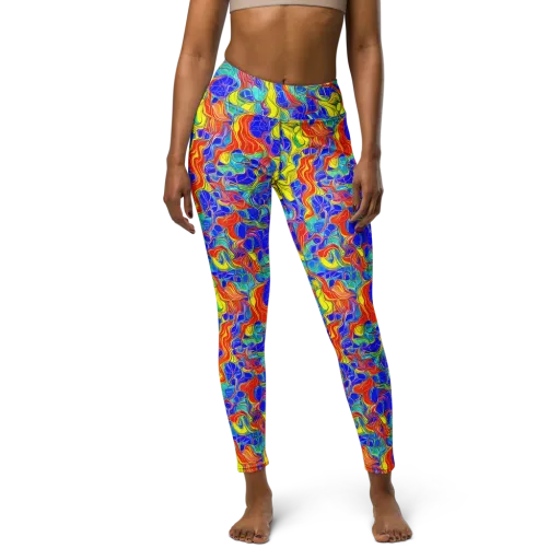 Blue Flame Maze on a Yoga Leggings