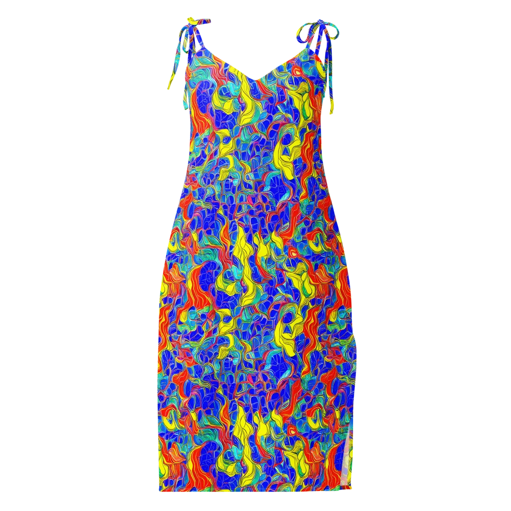 Blue Flame Maze on Slip Dress — Front