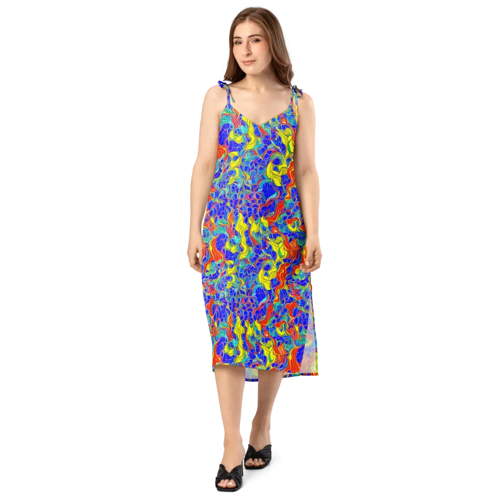 Blue Flame Maze on Slip Dress — Front