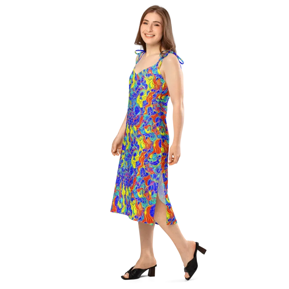 Blue Flame Maze on Slip Dress — Left Front