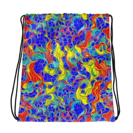 Blue Flame Maze on a Drawstring Bag
