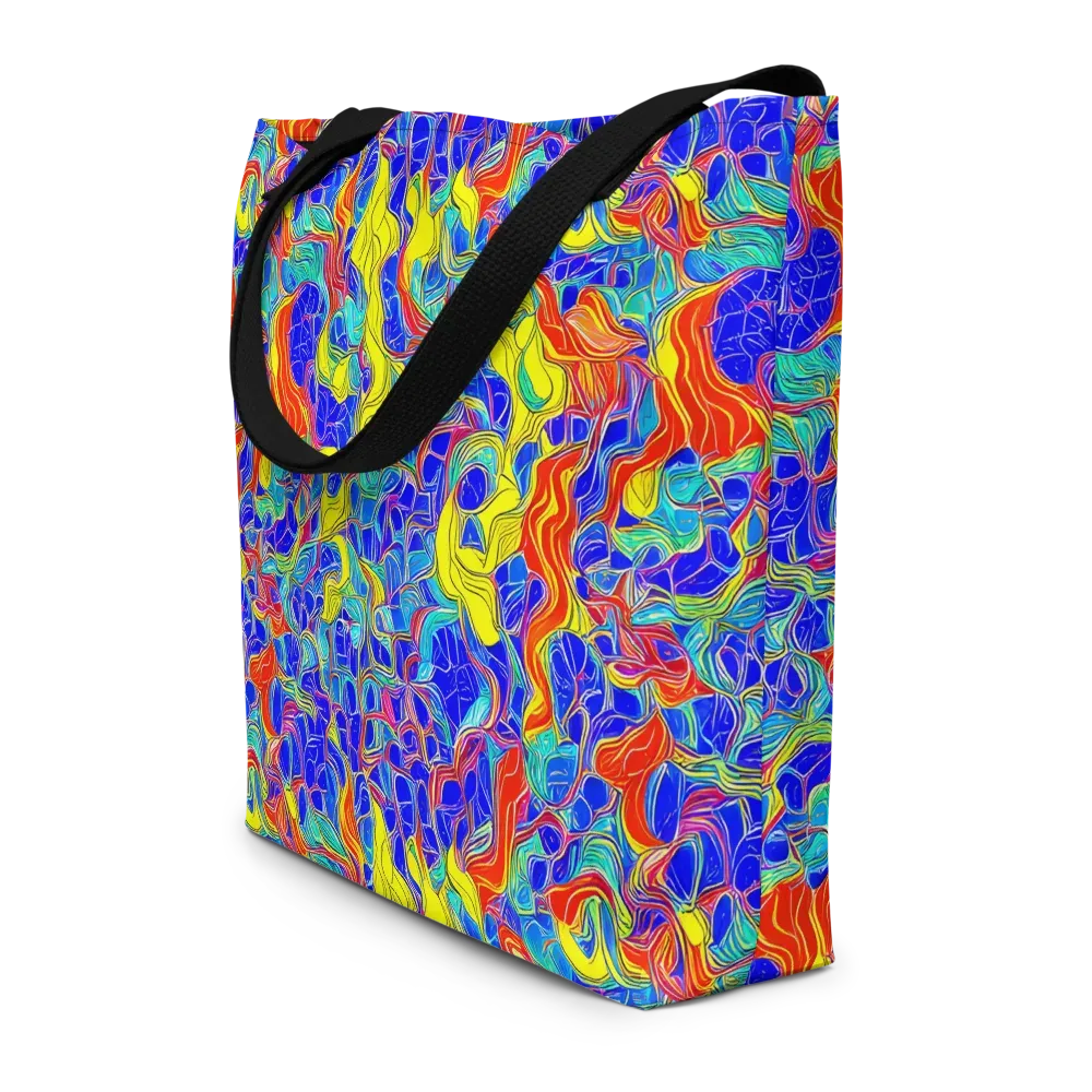 Blue Flame Maze on Large Tote Bag W/ Pocket — Front