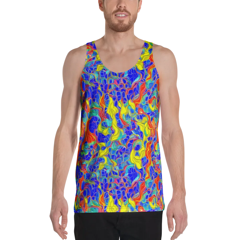 Blue Flame Maze on Men's Tank Top — Front