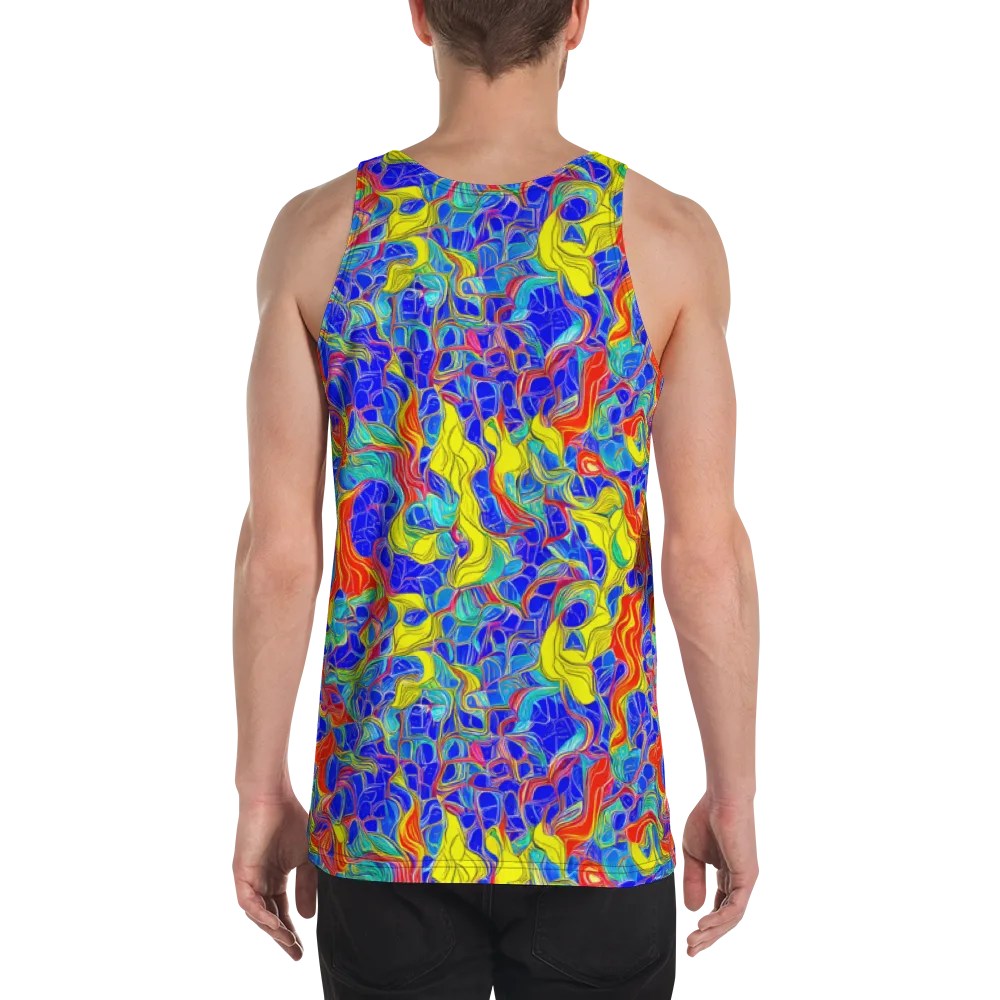 Blue Flame Maze on Men's Tank Top — Back