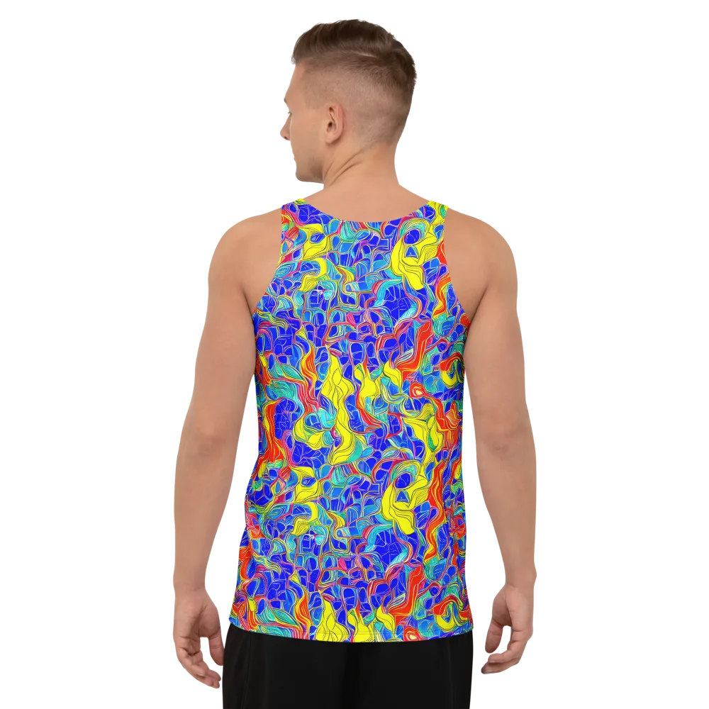 Blue Flame Maze on Men's Tank Top — Back