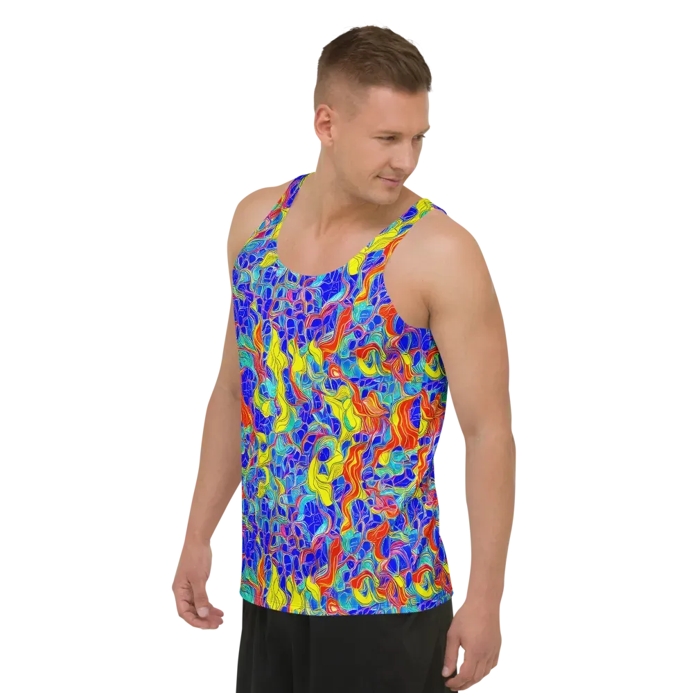 Blue Flame Maze on Men's Tank Top — Left Front