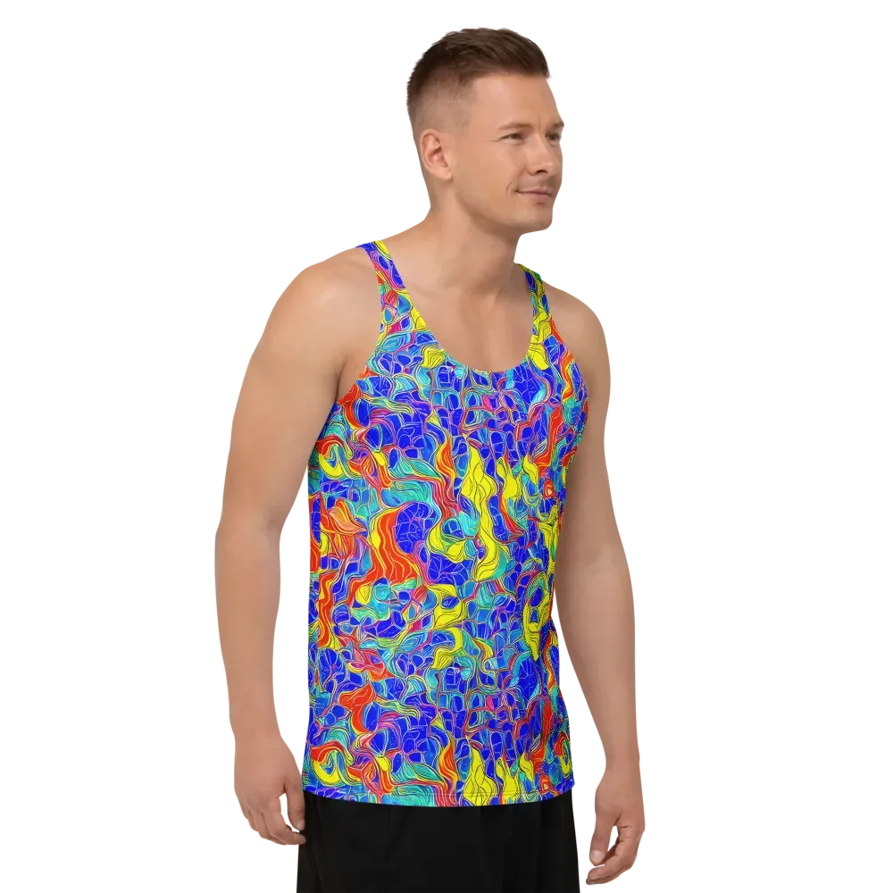 Blue Flame Maze on Men's Tank Top — Right Front