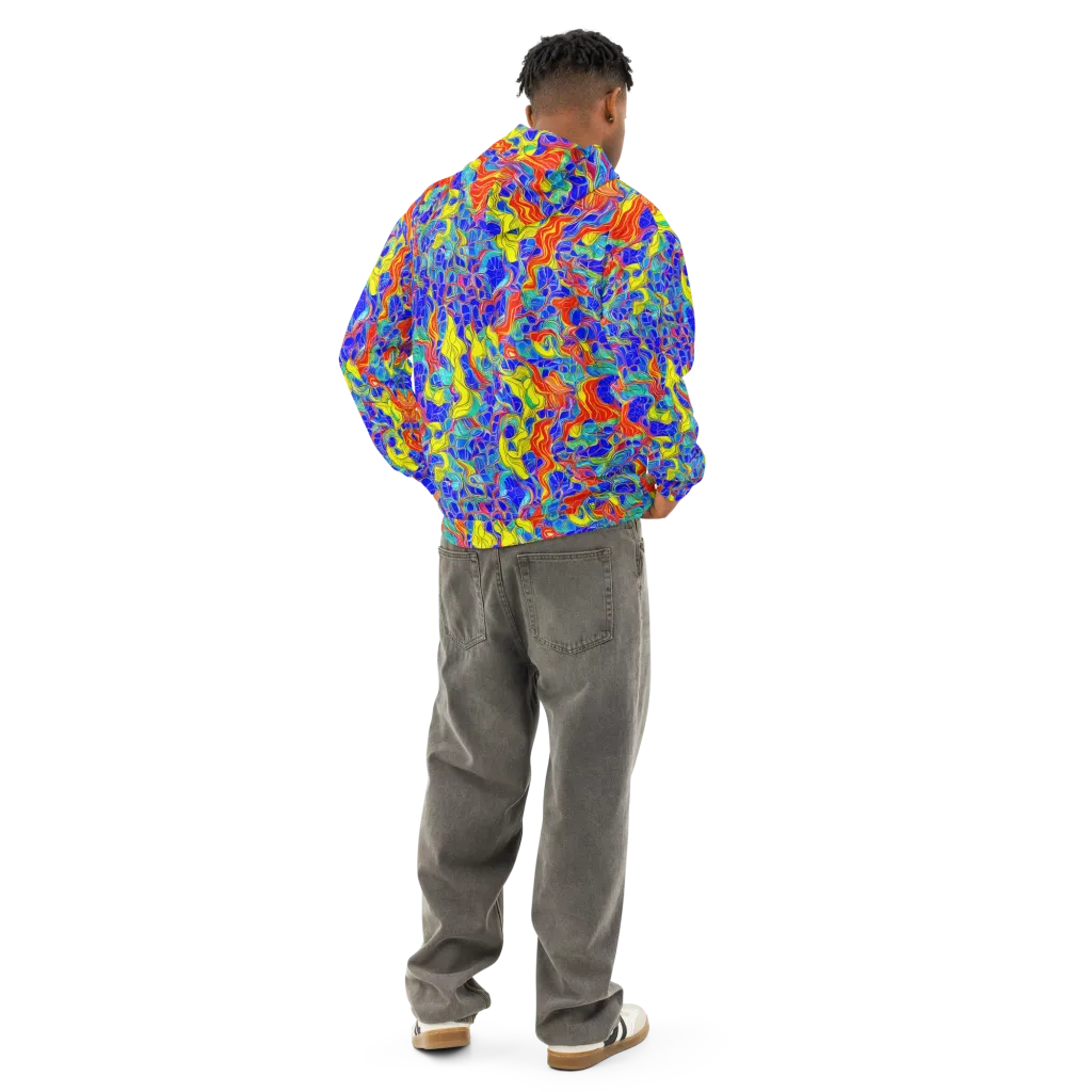 Blue Flame Maze on Cotton Hoodie — Back