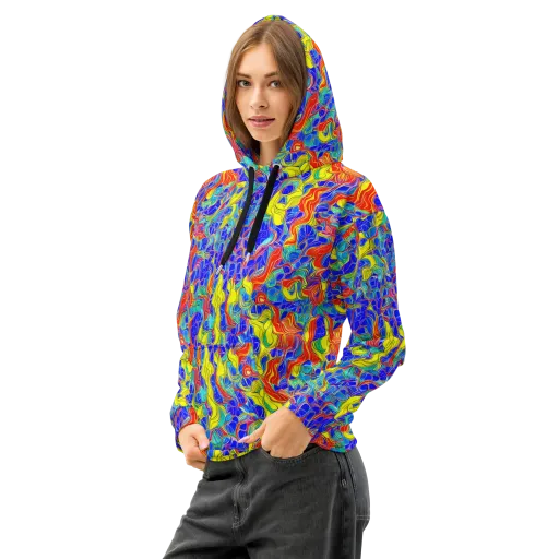 Blue Flame Maze on a Cotton Hoodie