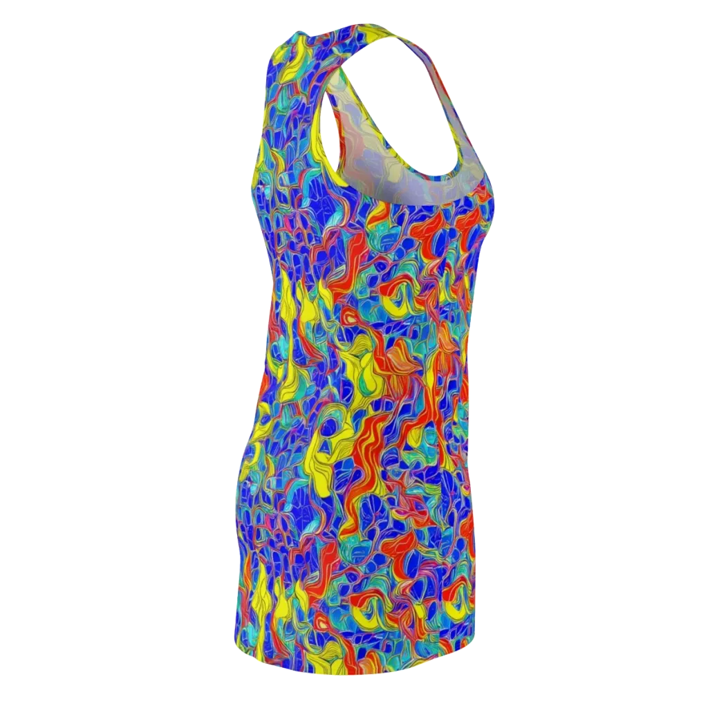 Blue Flame Maze on Racerback Dress — Back Side
