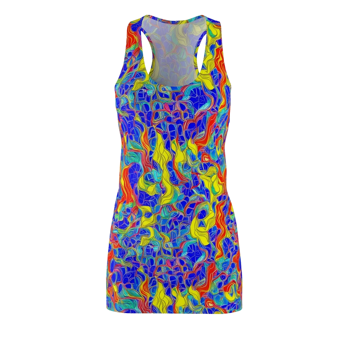 Blue Flame Maze on Racerback Dress — Front